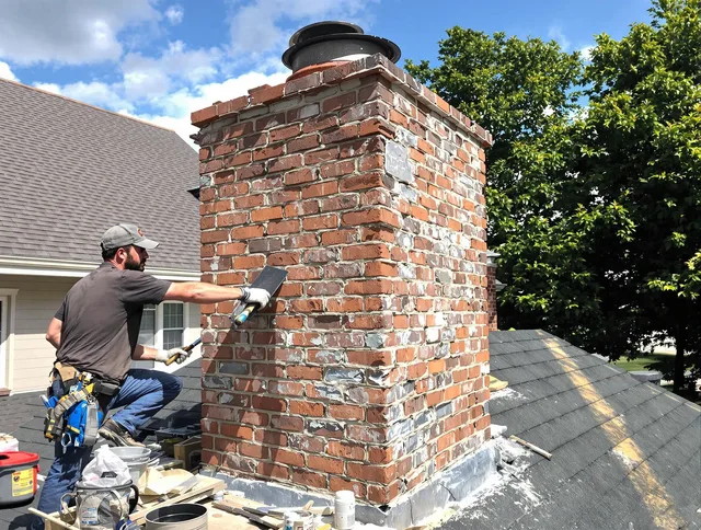 Completed chimney rebuild by Darien Chimney Sweep in Darien, CT