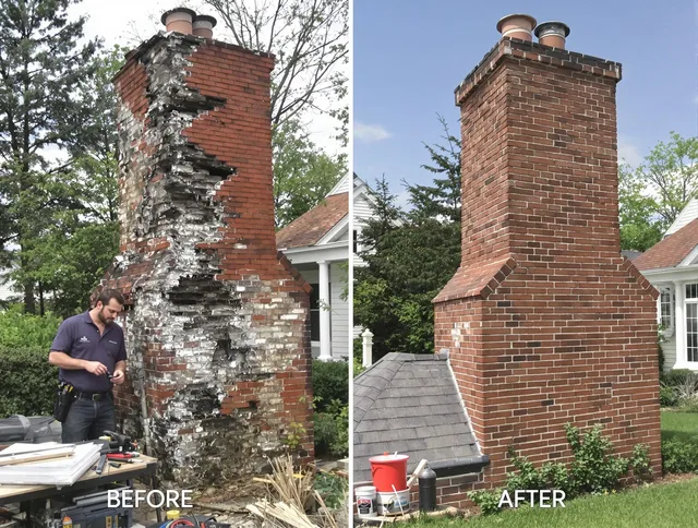 Darien Chimney Sweep performing a full chimney restoration in Darien, CT