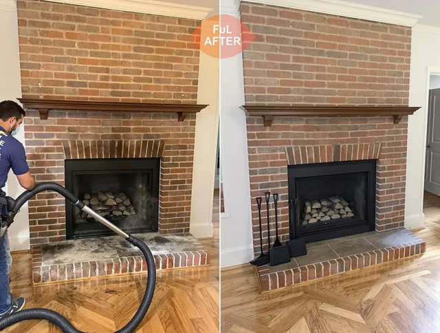 Darien Chimney Sweep carefully sanitizing a fireplace in Darien, CT