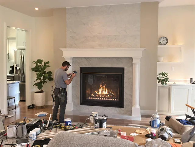 Newly installed fireplace by Darien Chimney Sweep in Darien, CT